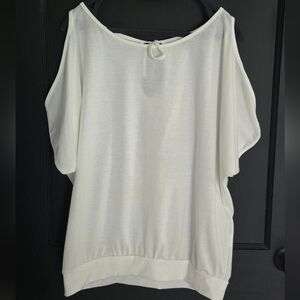 SHEIN White Relaxed Tie Front Cap Sleeve Blouse